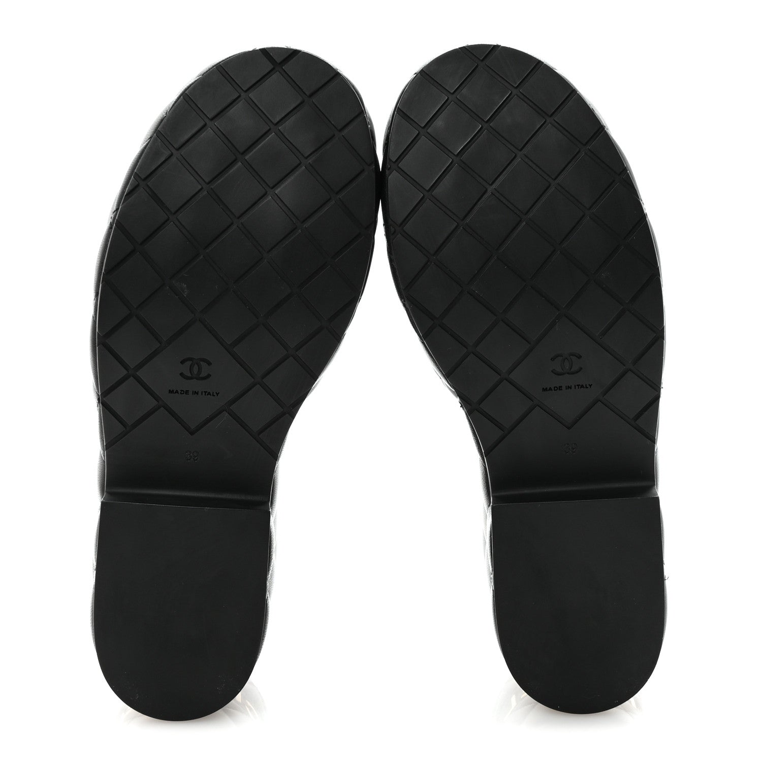 Lambskin Quilted CC Mules Wedge Sandals 37 Black
