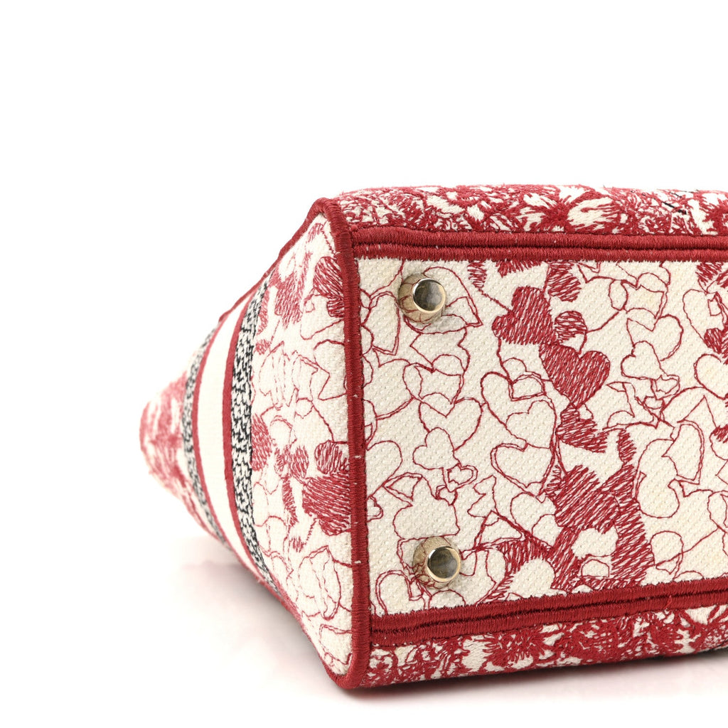 Christian Dior Canvas Embroidered Medium Dioramour D-Royaume Lady D-Lite Red Multicolor
