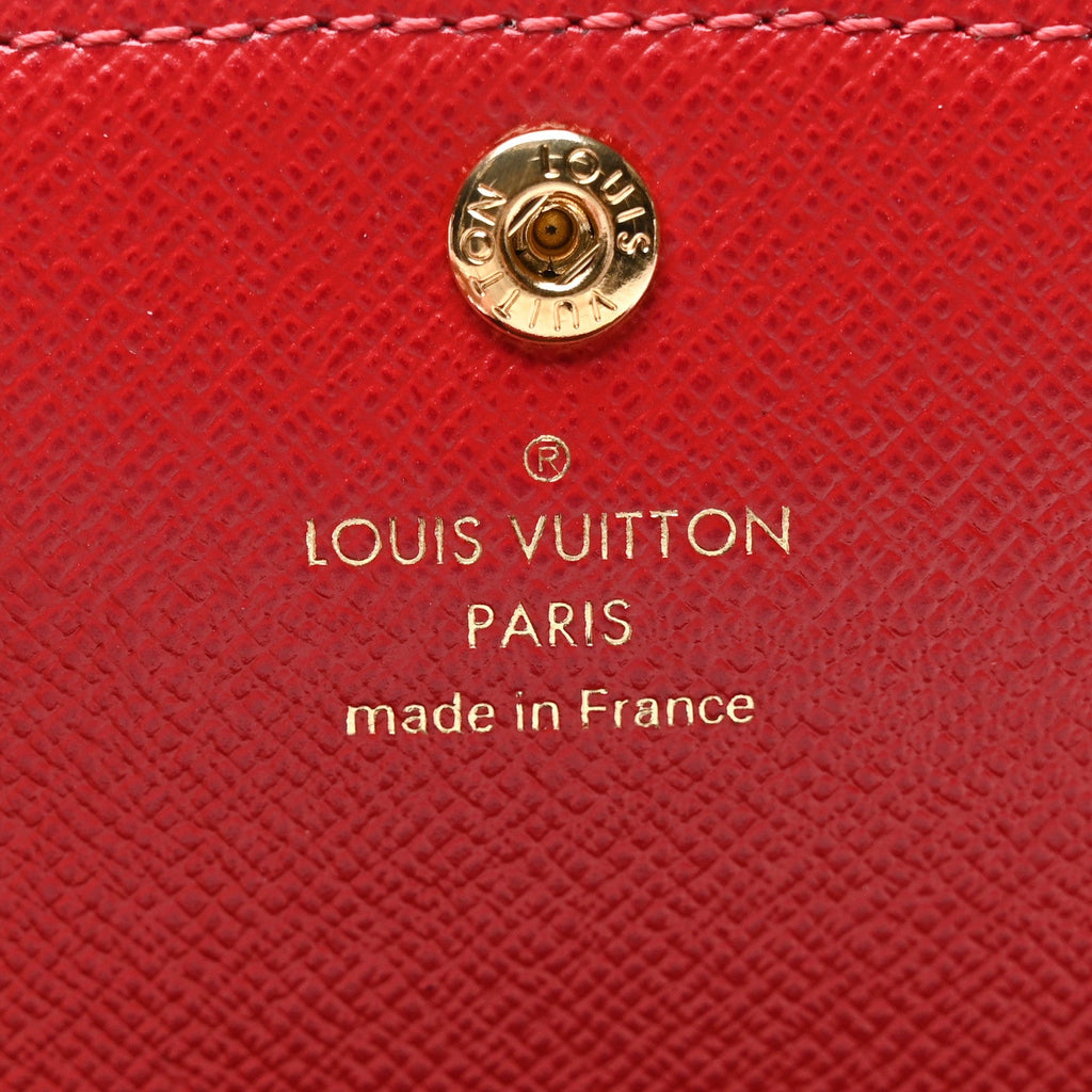 Louis Vuitton Damier Ebene Emilie Wallet Red