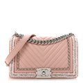 Chanel Calfskin Chevron Tweed Medium Boy Flap Pink