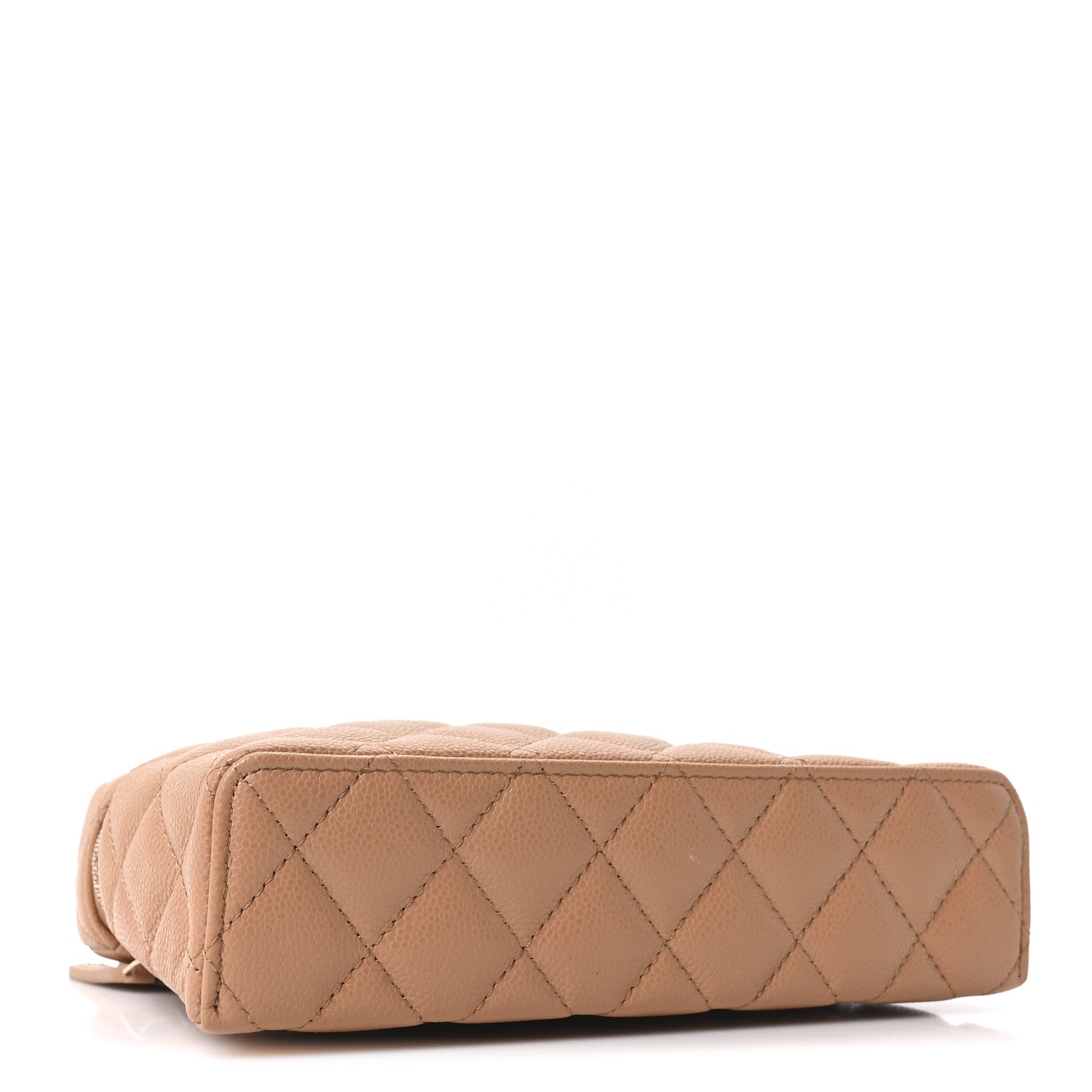 Chanel Caviar Quilted Top Handle Slim Vanity With Chain Brown
