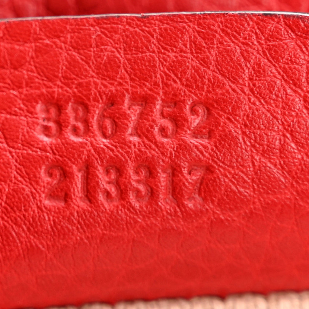 Gucci Pebbled Calfskin Medium Soho Flap Crossbody Tabasco Red