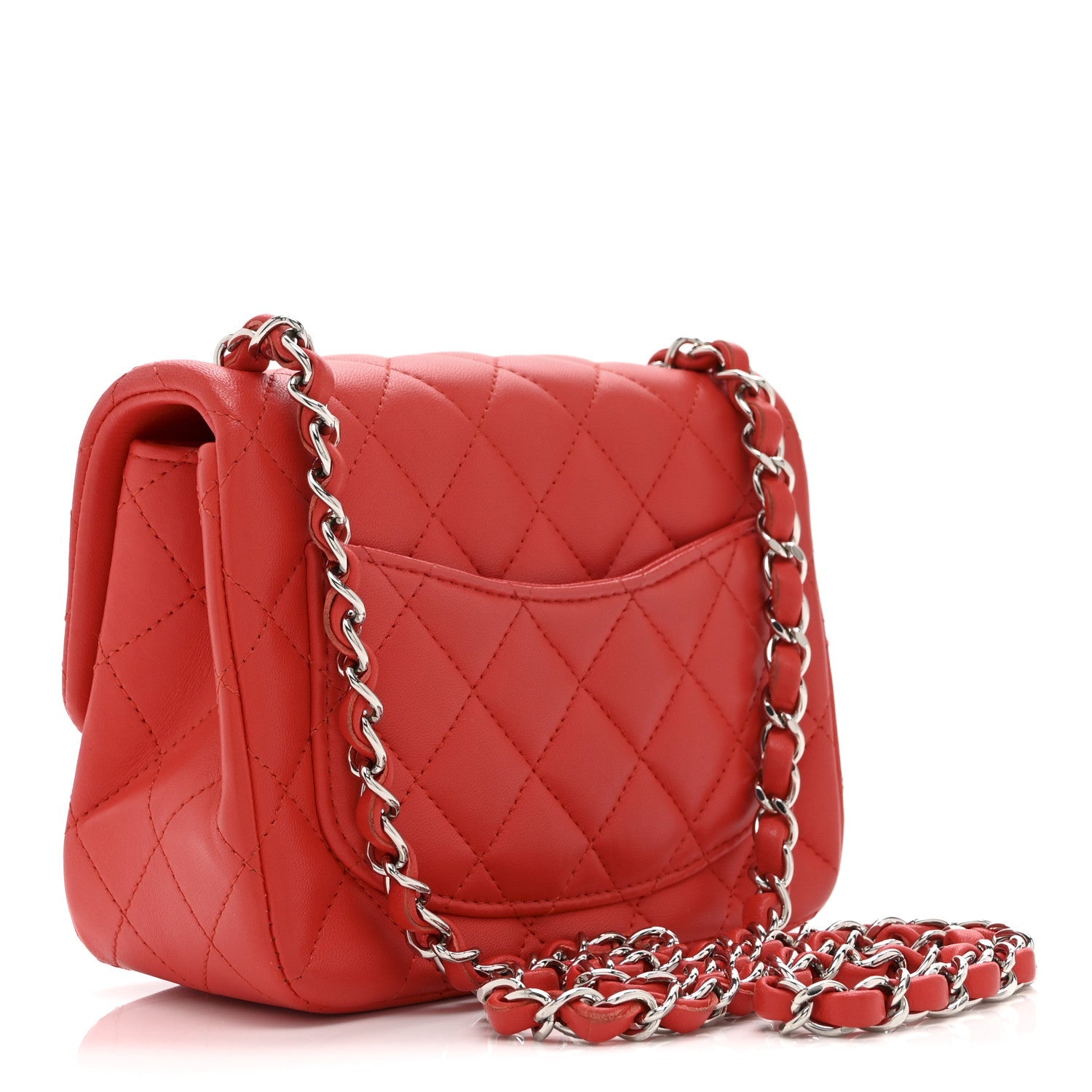 Chanel Lambskin Quilted Mini Square Flap Red