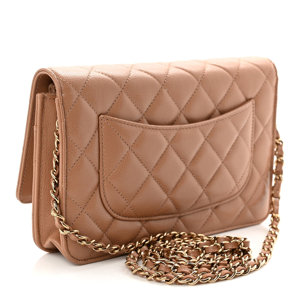 Chanel Caviar Quilted Wallet on Chain WOC Dark Beige