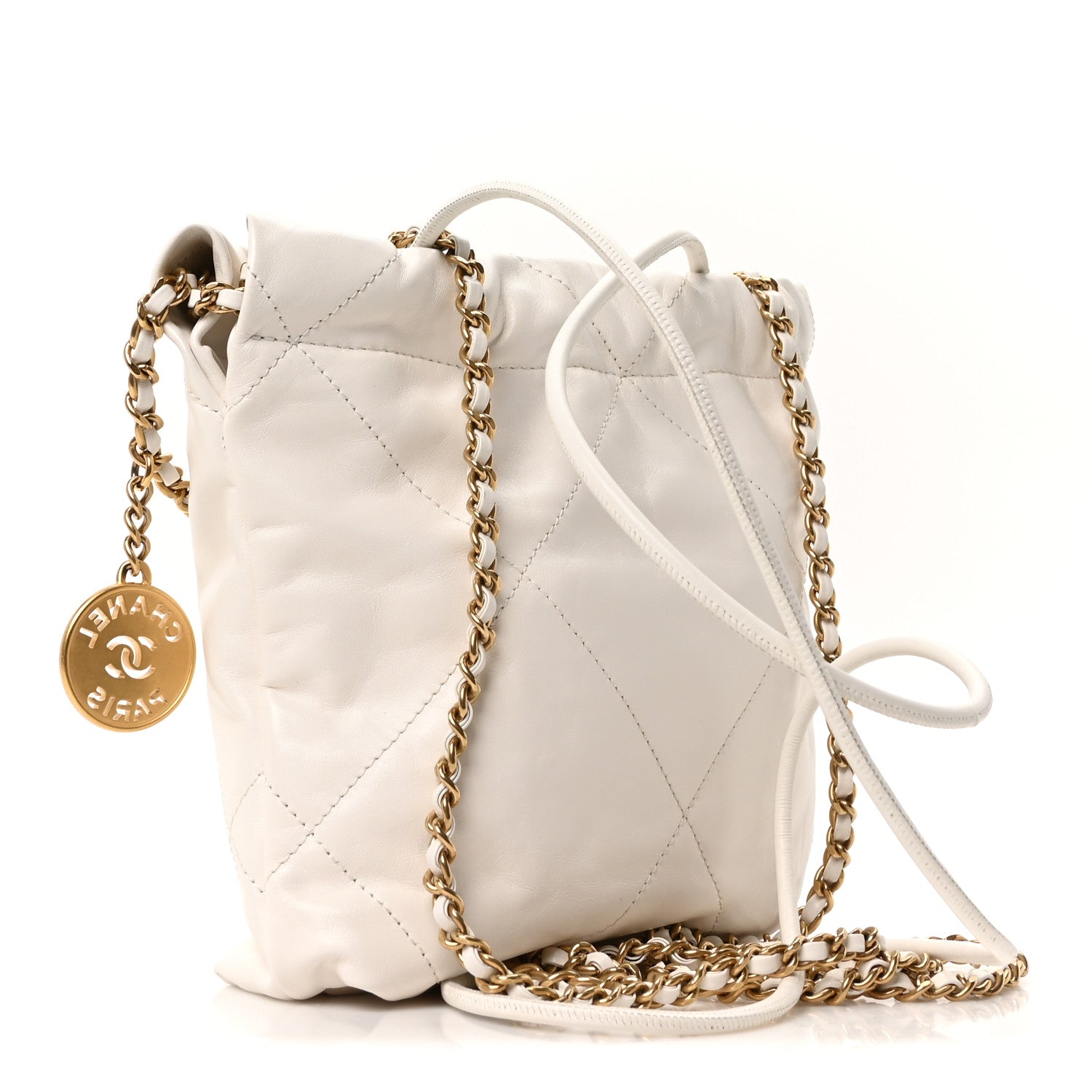 Chanel Shiny Calfskin Quilted Mini Chanel 22 White