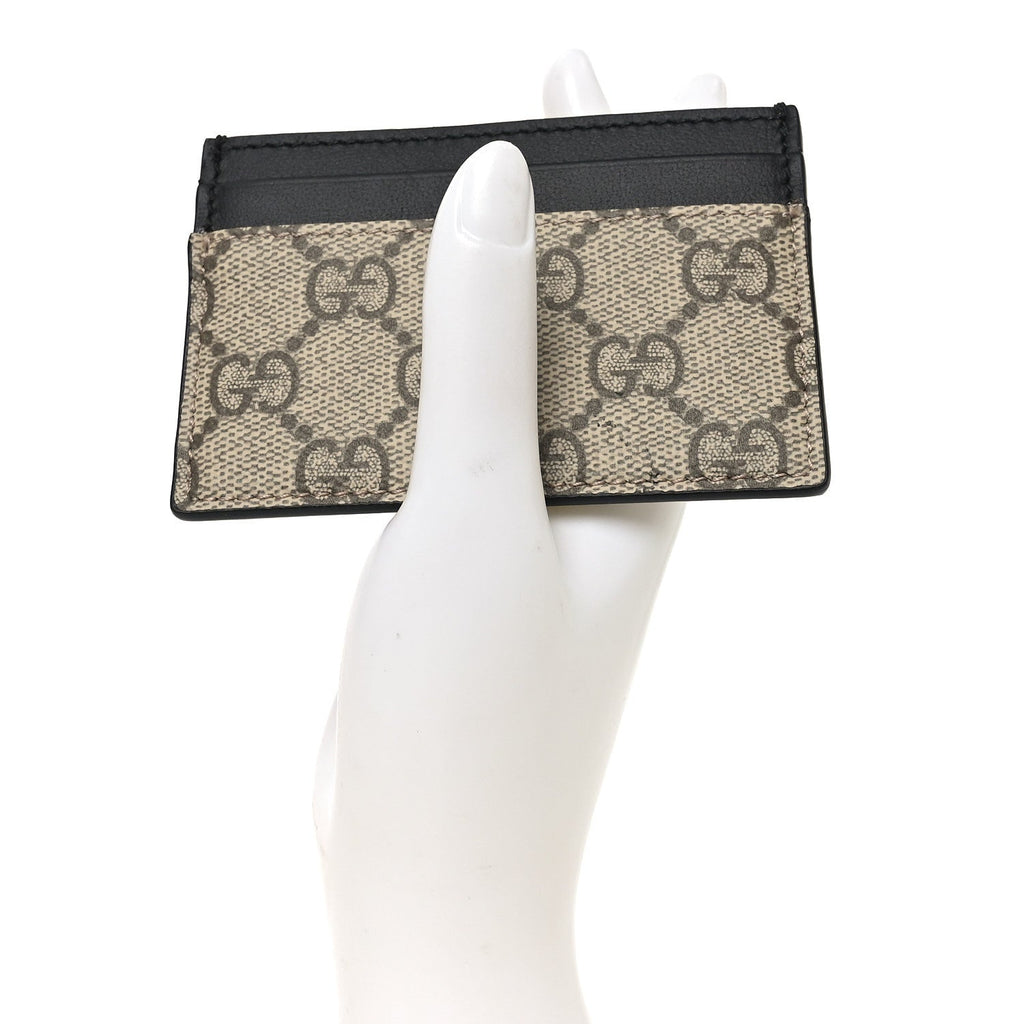 Gucci GG Supreme Monogram Calfskin Card Holder Beige Black