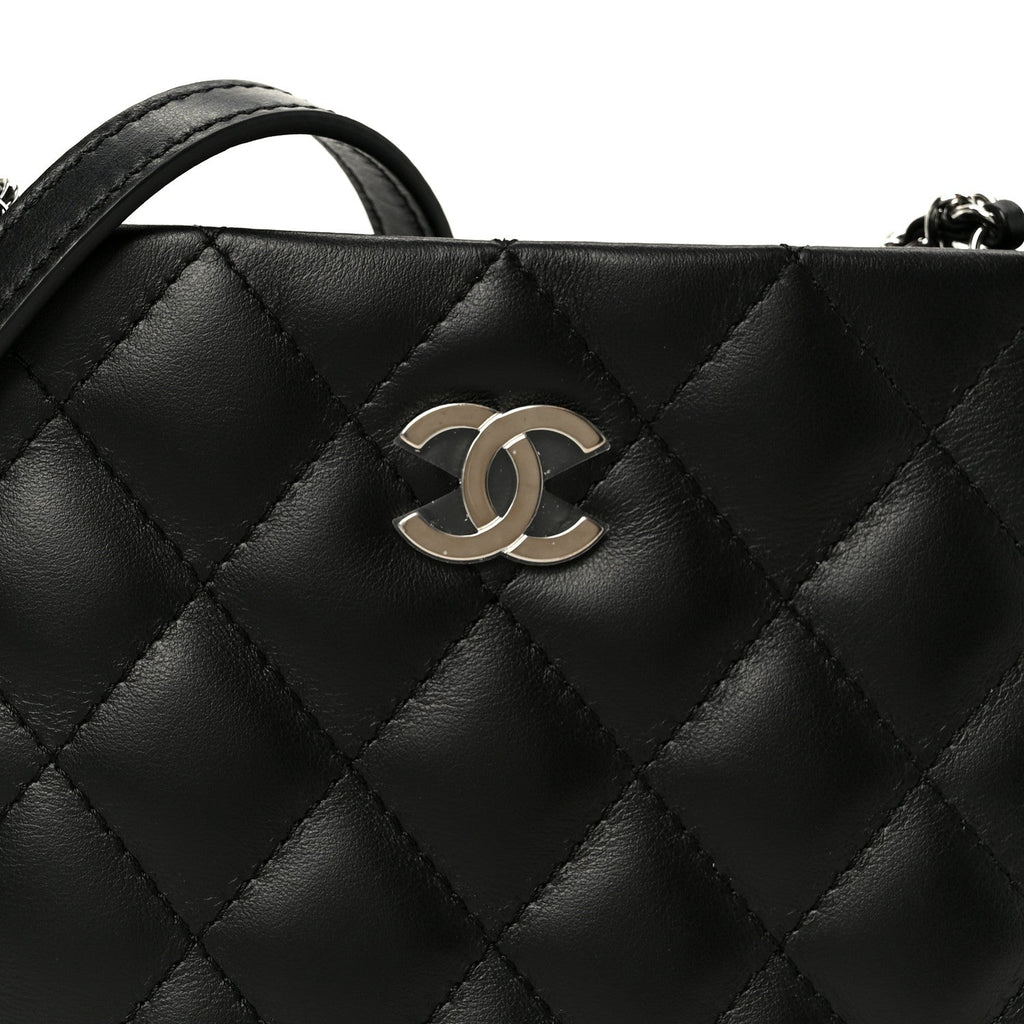 Chanel Lambskin Quilted Uniform Crossbody Bag Black