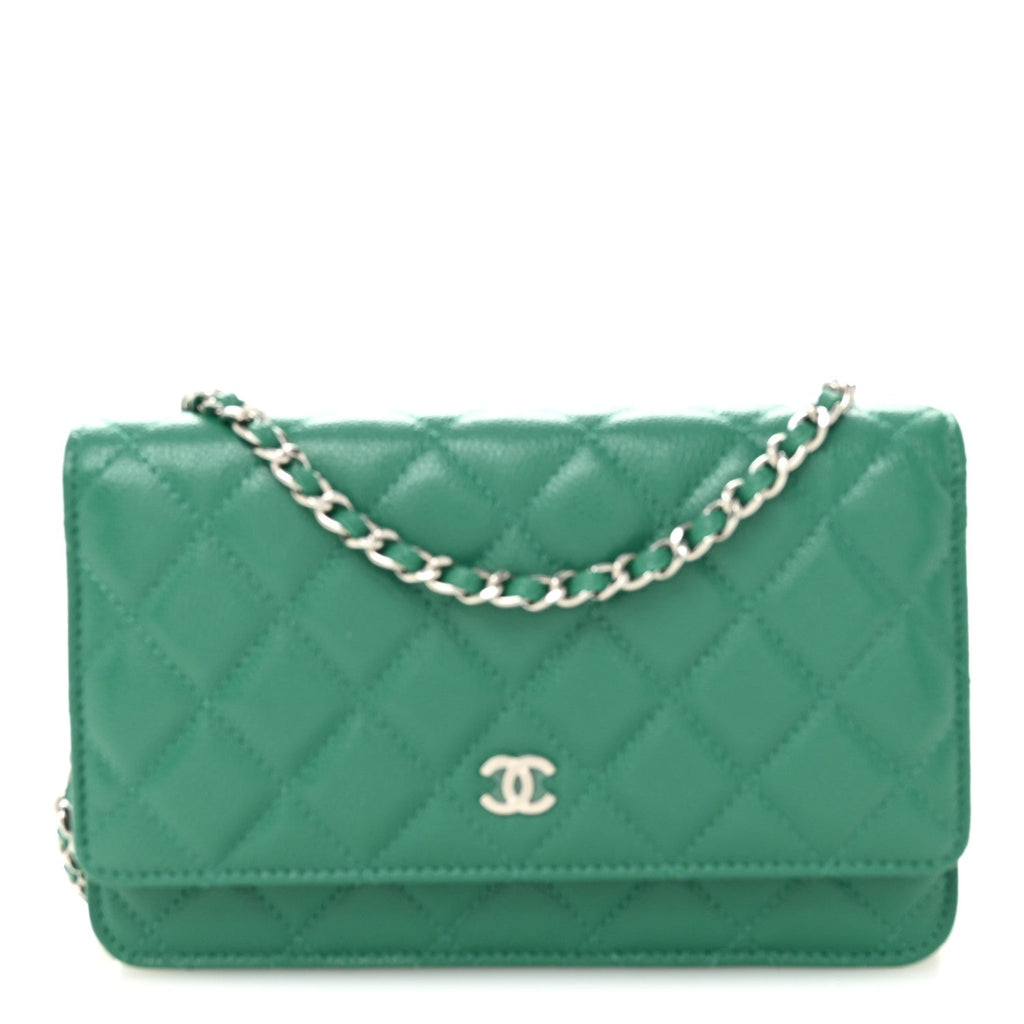 Chanel Caviar Quilted Wallet On Chain WOC Green