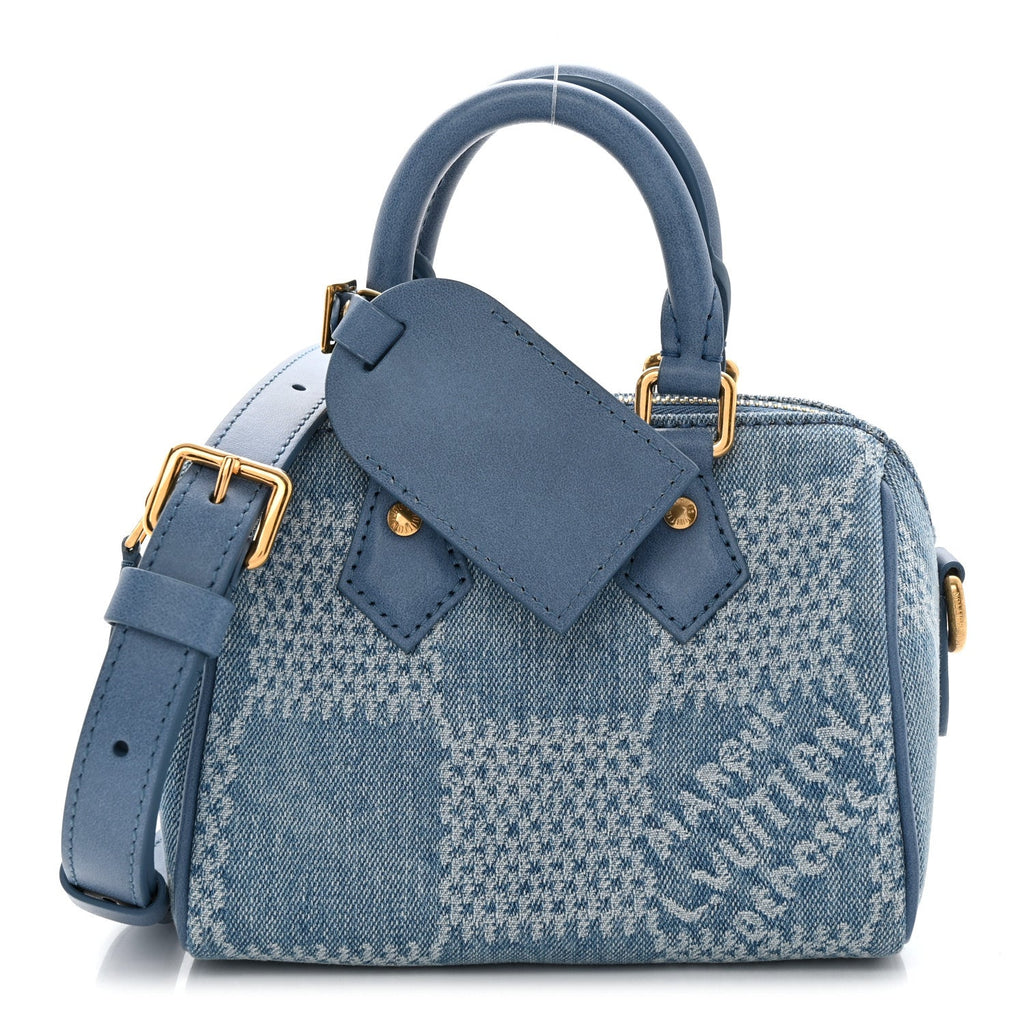 Louis Vuitton Damier Denim 3D Speedy Bandouliere 18 Denim Blue
