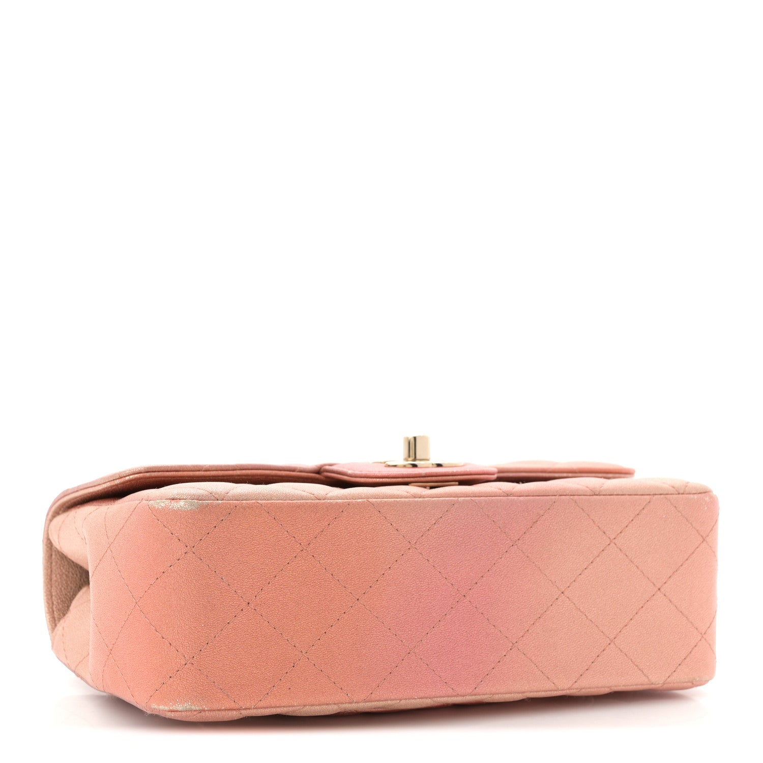 Chanel Metallic Lambskin Quilted Ombre Mini Rectangular Flap Pink