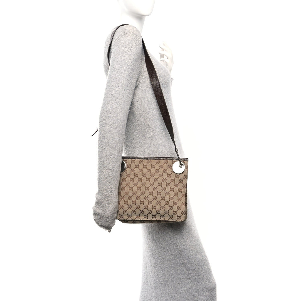 Gucci Monogram Eclipse Messenger Bag Dark Brown