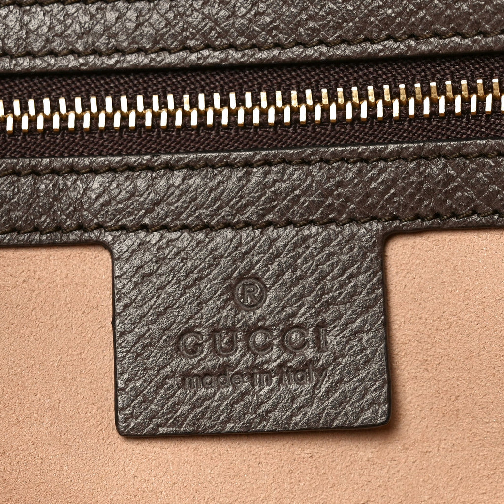Gucci GG Supreme Monogram Web Medium Ophidia Top Handle Dome Bag Brown