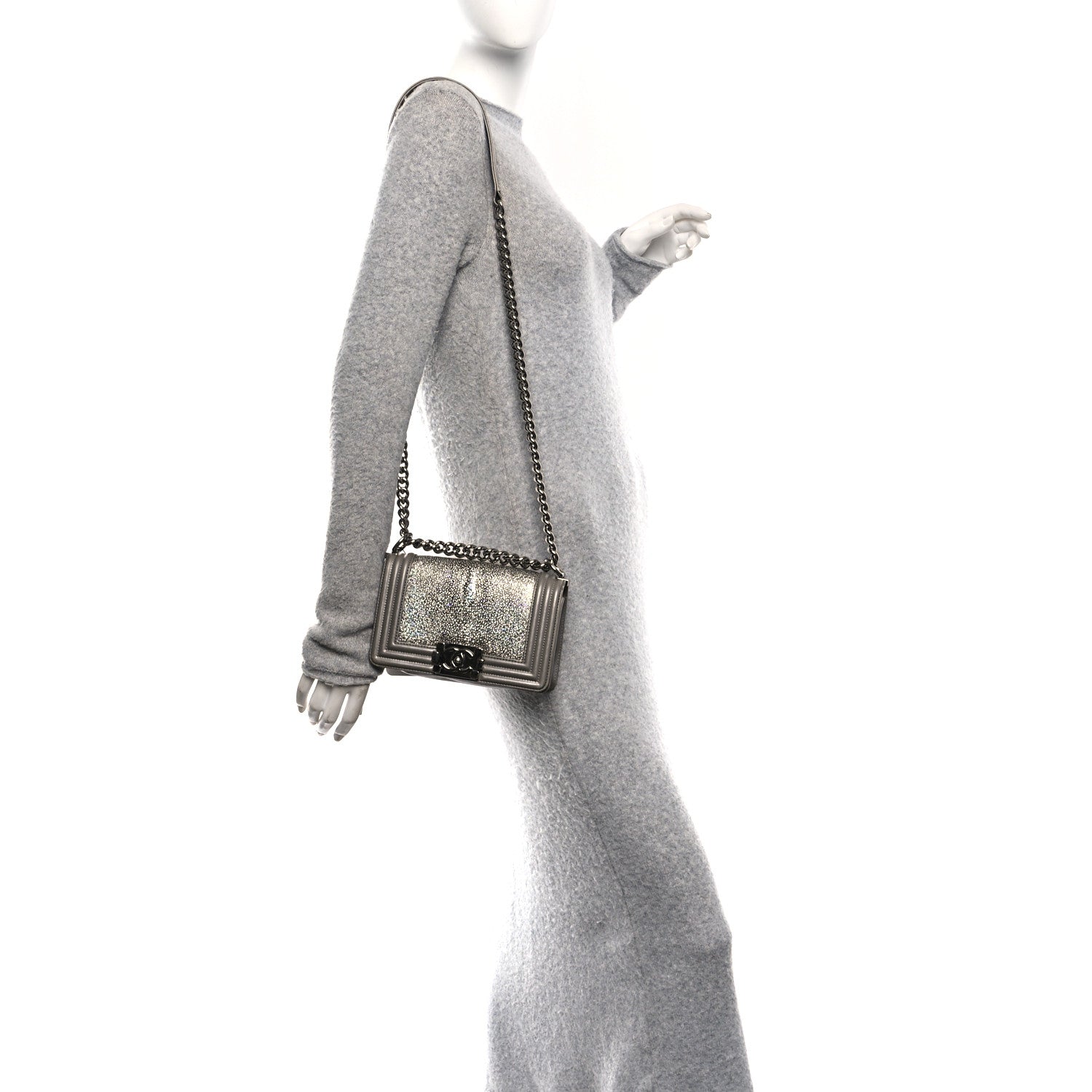 Chanel Galuchat Stingray Small Boy Flap Silver