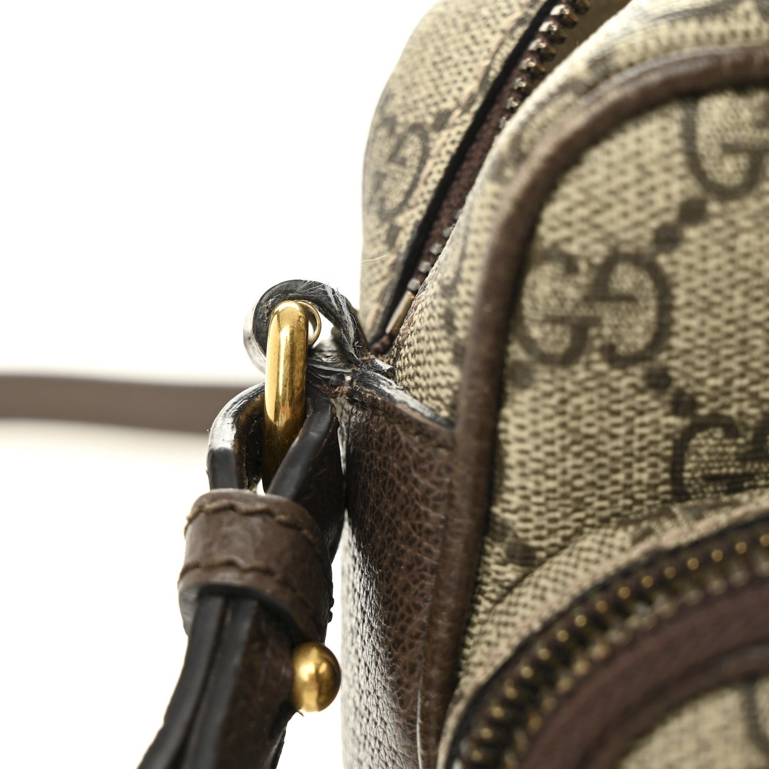 Gucci GG Supreme Monogram Textured Dollar Calfskin Web Small Ophidia Convertible Shoulder Bag Beige Ebony New Acero