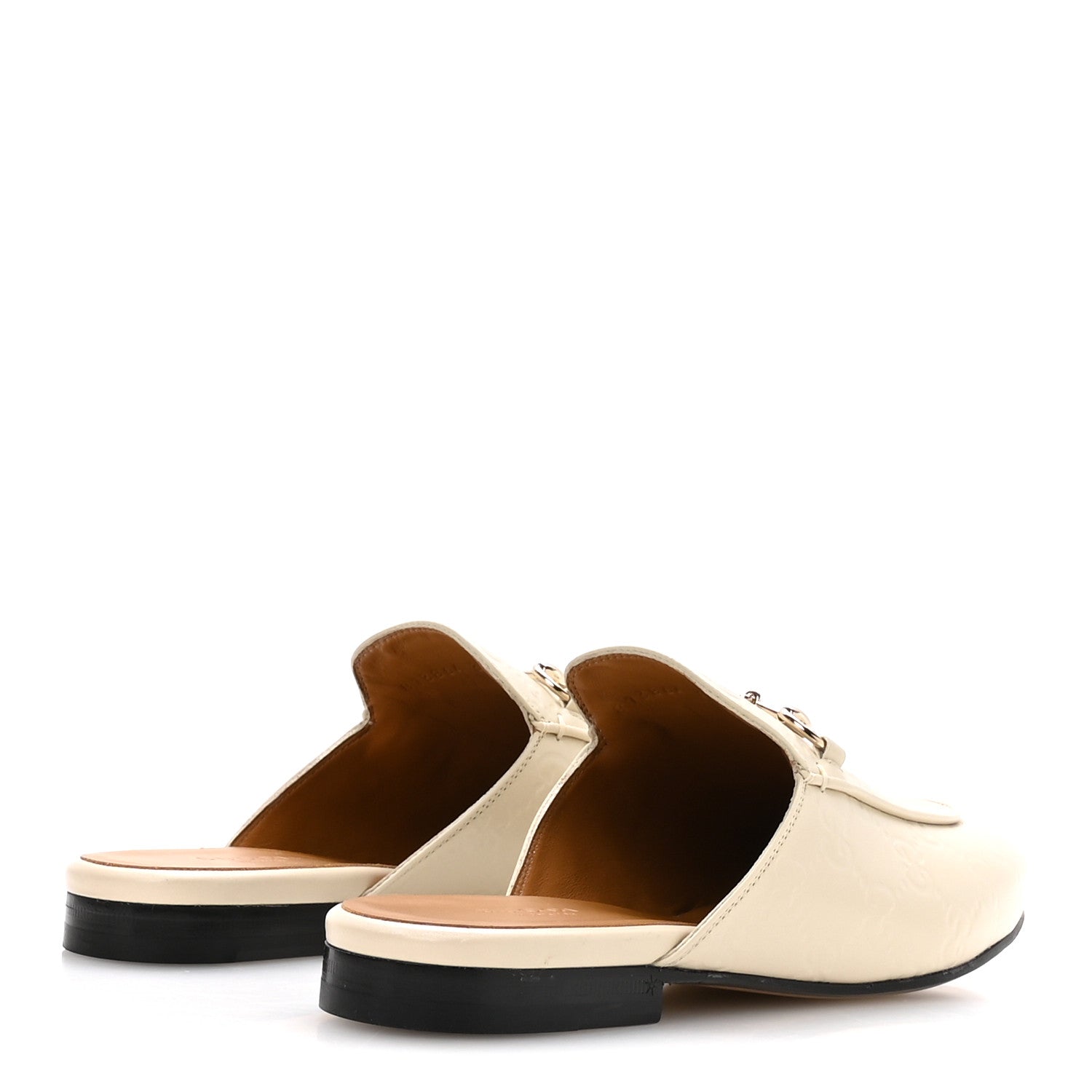 Gucci Glamour Calfskin Guccissima Womens Princetown Slippers 37.5 Mystic White