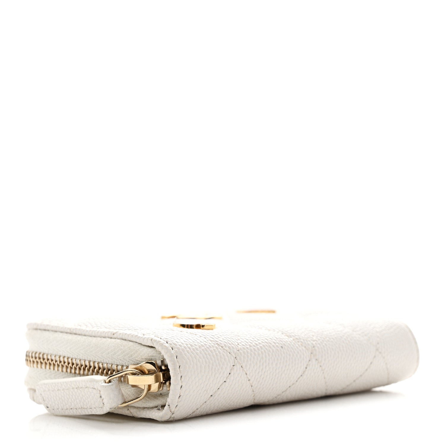 Caviar Enamel Coco Casino Quilted Zip Coin Purse White