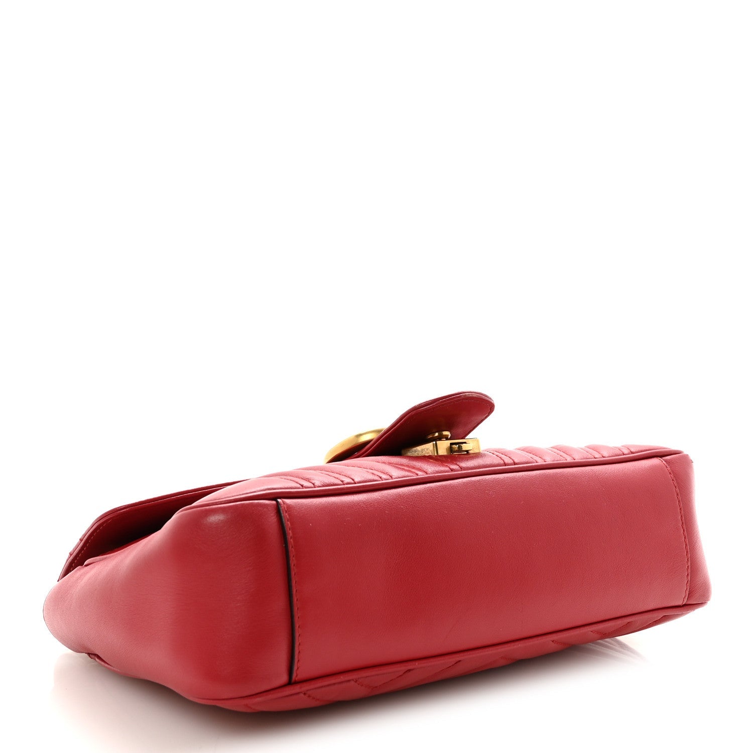 Gucci Calfskin Matelasse Small GG Marmont Shoulder Bag Hibiscus Red