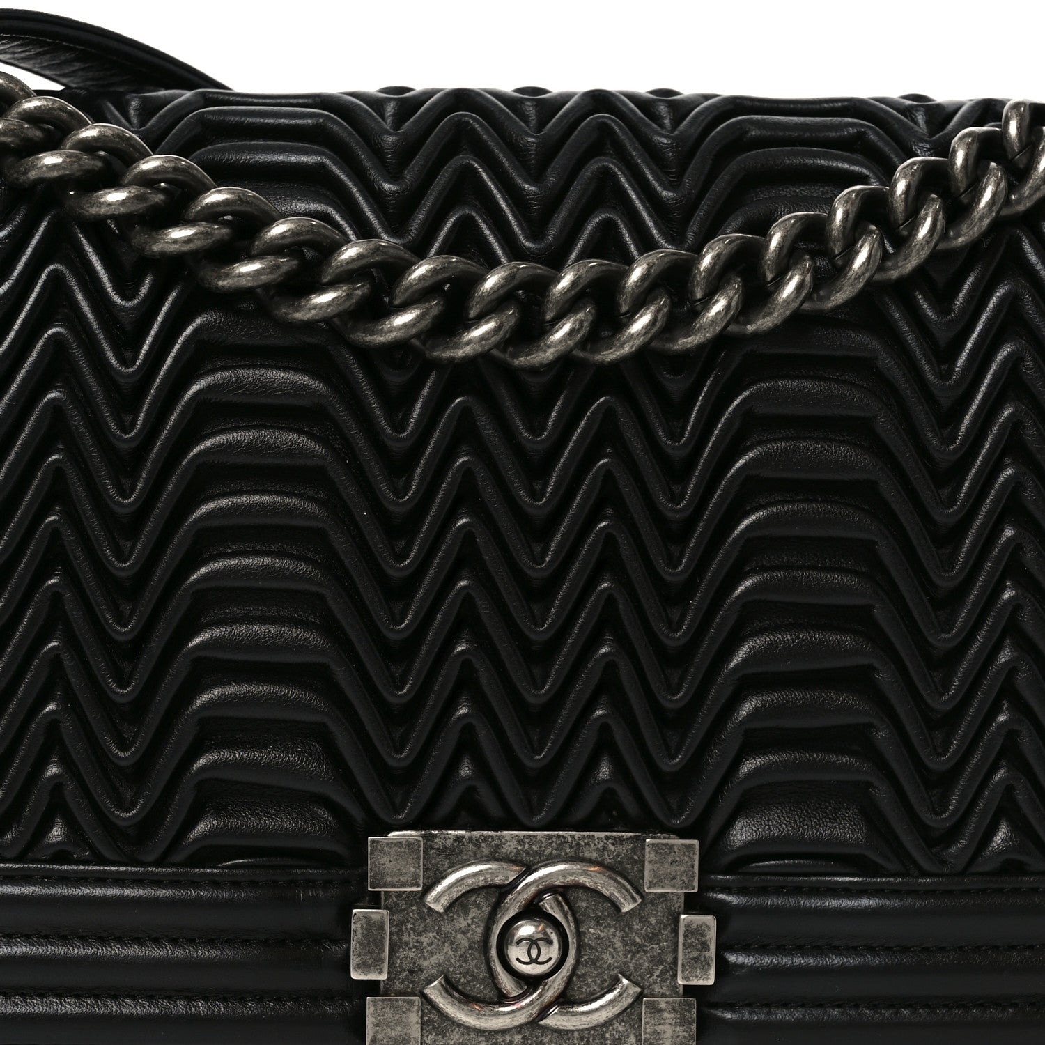 Chanel Calfskin Pleated Medium Boy Flap Black