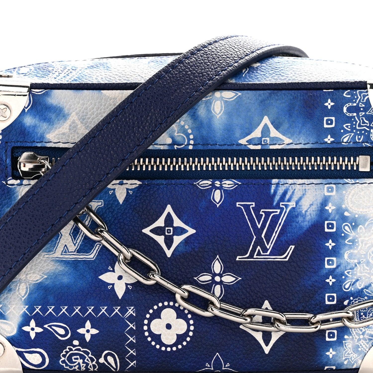 Louis Vuitton Cowhide Monogram Bandana Mini Soft Trunk Blue