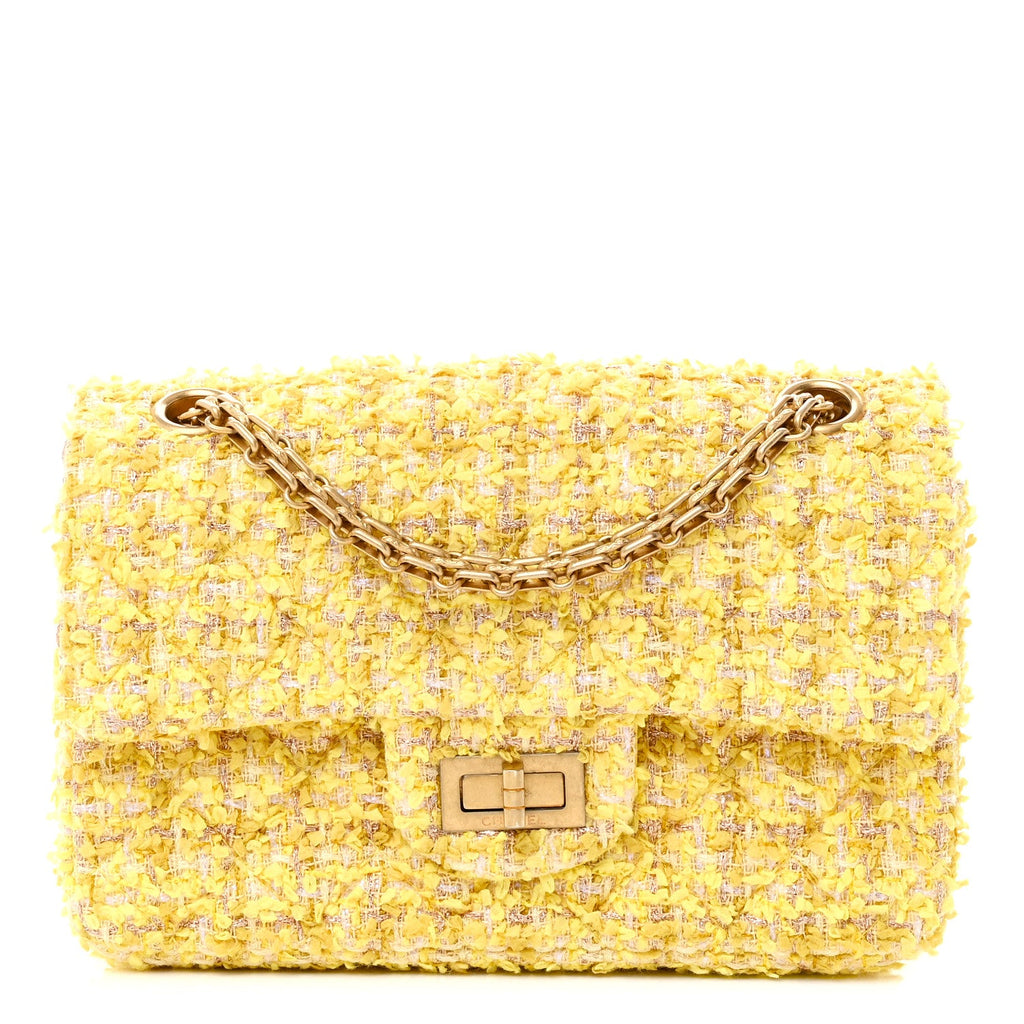 Chanel Tweed Quilted 2.55 Reissue Mini Flap Yellow