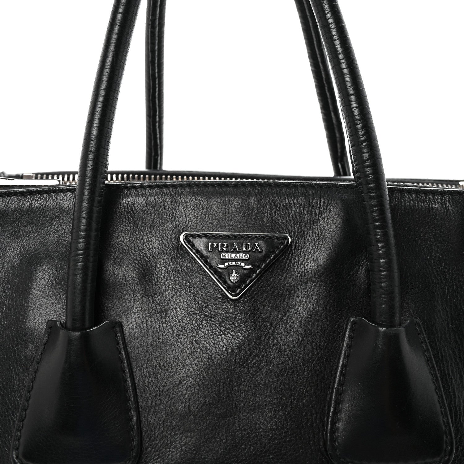 Prada Glace Calf Twin Pocket Tote Black
