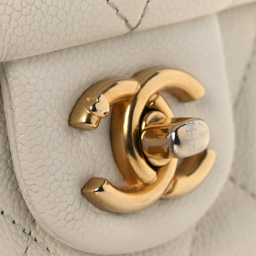 Chanel Caviar Quilted Mini Sweetheart Flap White