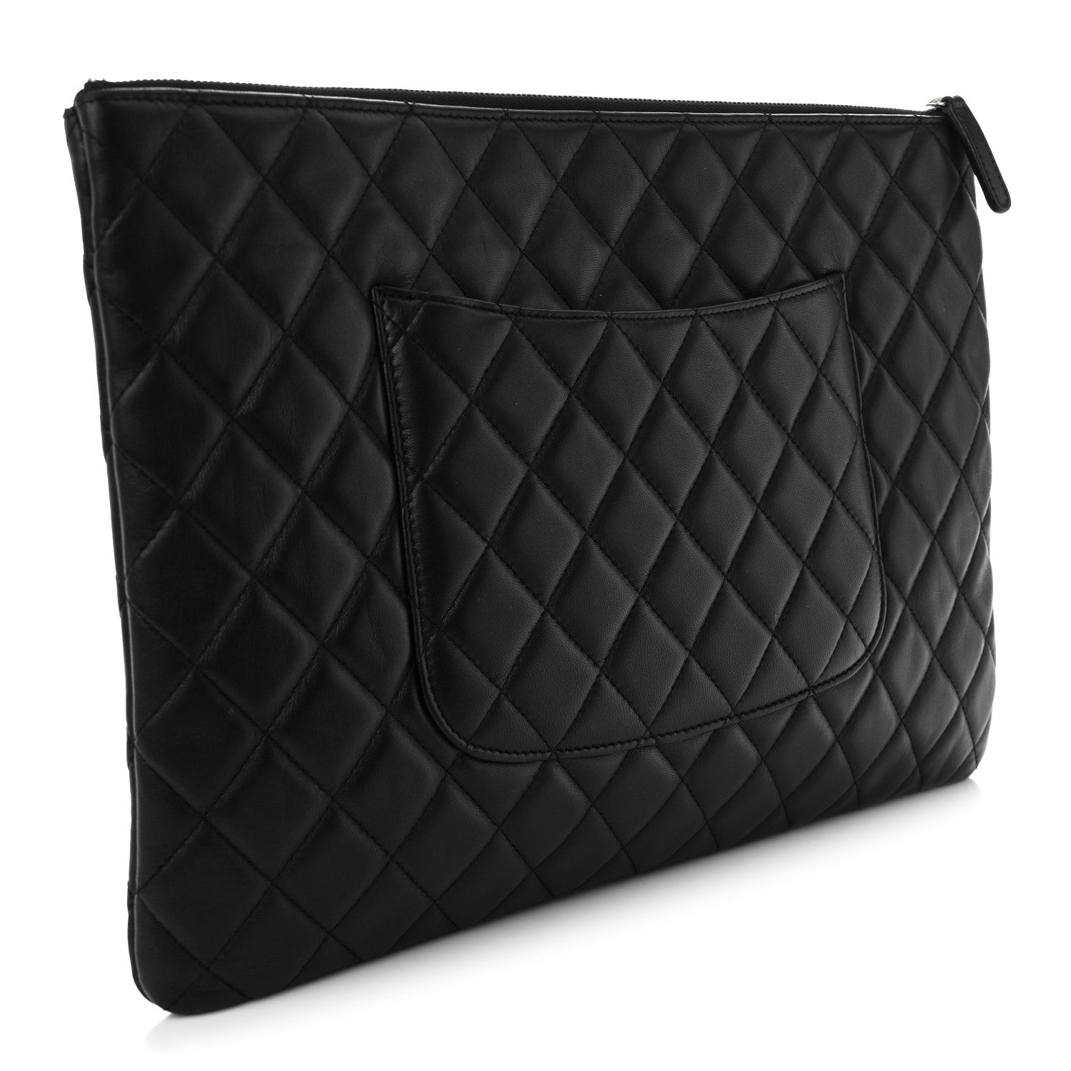 Lambskin Quilted Large Cosmetic Case Black