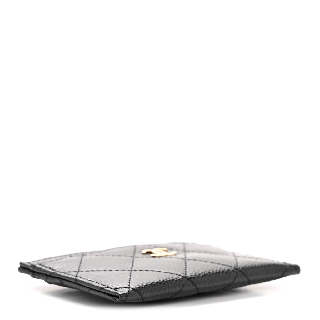 Caviar Quilted Card Holder Black