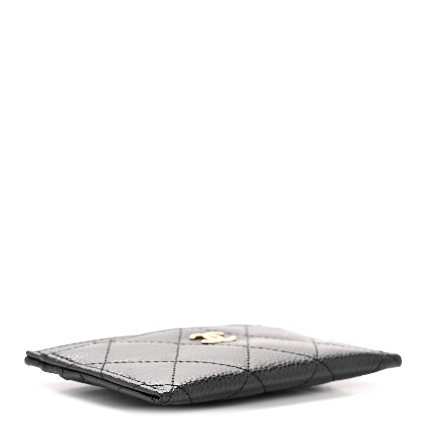 Caviar Quilted Card Holder Black