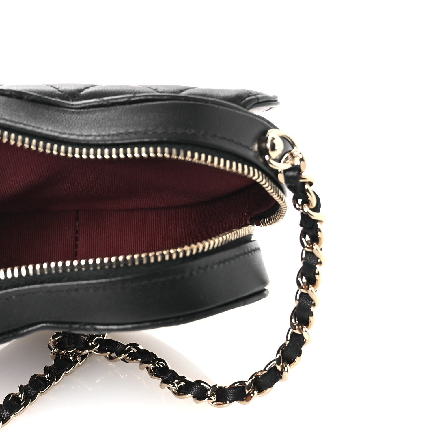 Chanel Lambskin Quilted CC In Love Heart Clutch With Chain Black