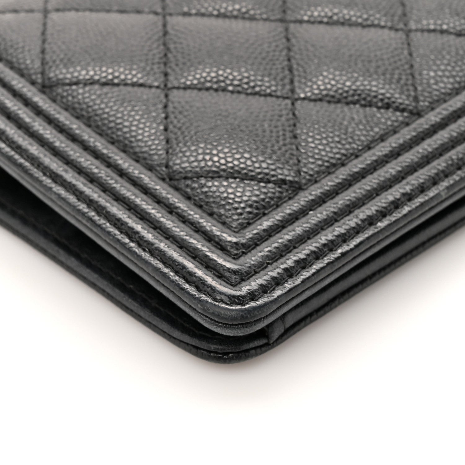 Caviar Quilted Boy Yen Wallet Black