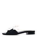 Chanel Silk Bow CC Mules 41 Black White