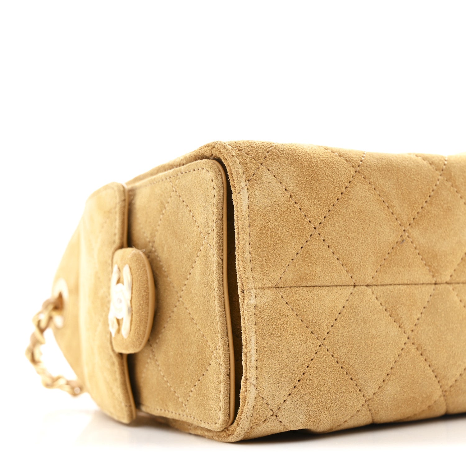 Chanel Suede Quilted Mini Chanel 25 Handbag Beige