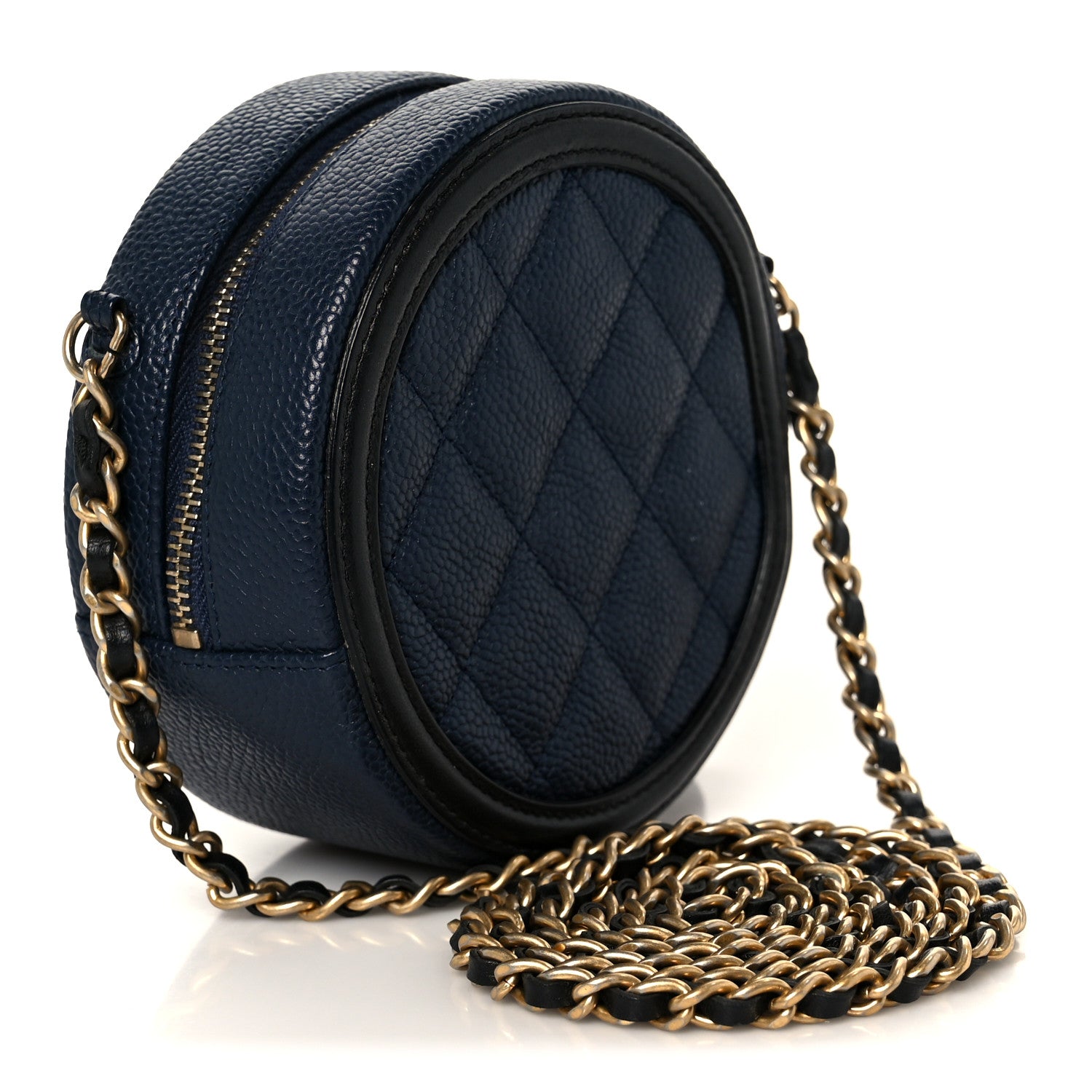 Chanel Caviar Quilted Round Filigree Crossbody Navy Black