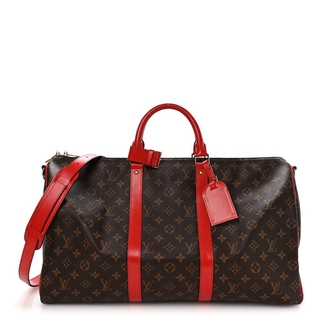 Louis Vuitton Calfskin Monogram Keepall Bandouliere 50 Coquelicot