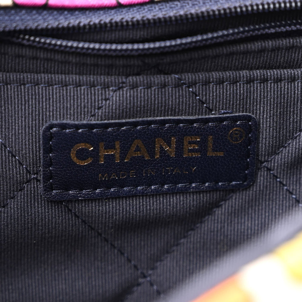 Chanel Printed Fabric Quilted Logo Single Flap Bag Multicolor