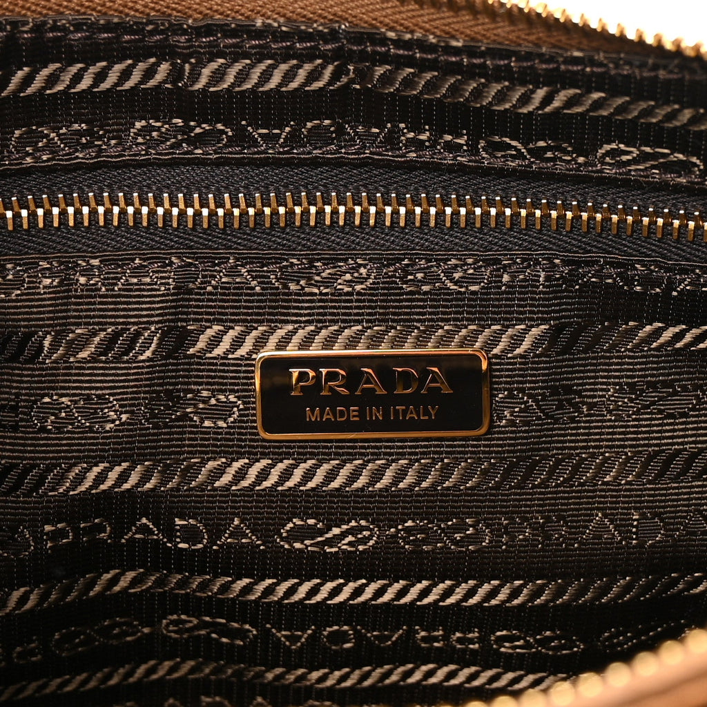 Prada Re-Nylon Saffiano Demi-lune Shoulder Bag Brown