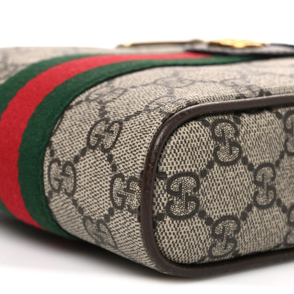 Gucci GG Supreme Monogram Web Mini Ophidia Messenger Brown