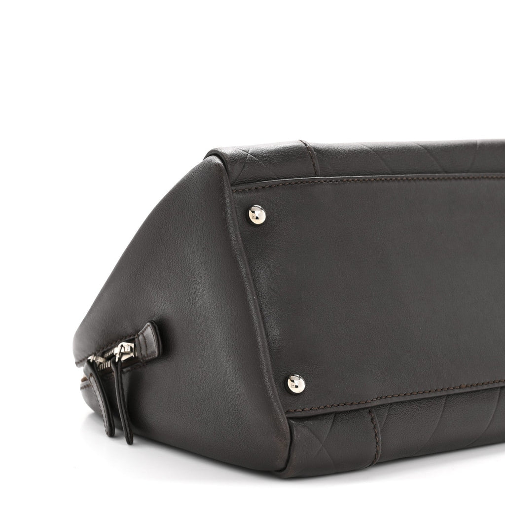 Chanel Calfskin Chevron CC All Day Long Boston Brown