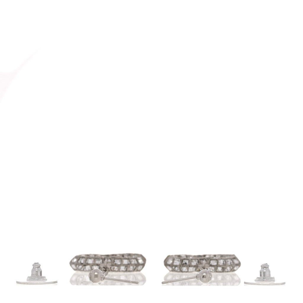 Baguette Crystal CC Drop Earrings Silver
