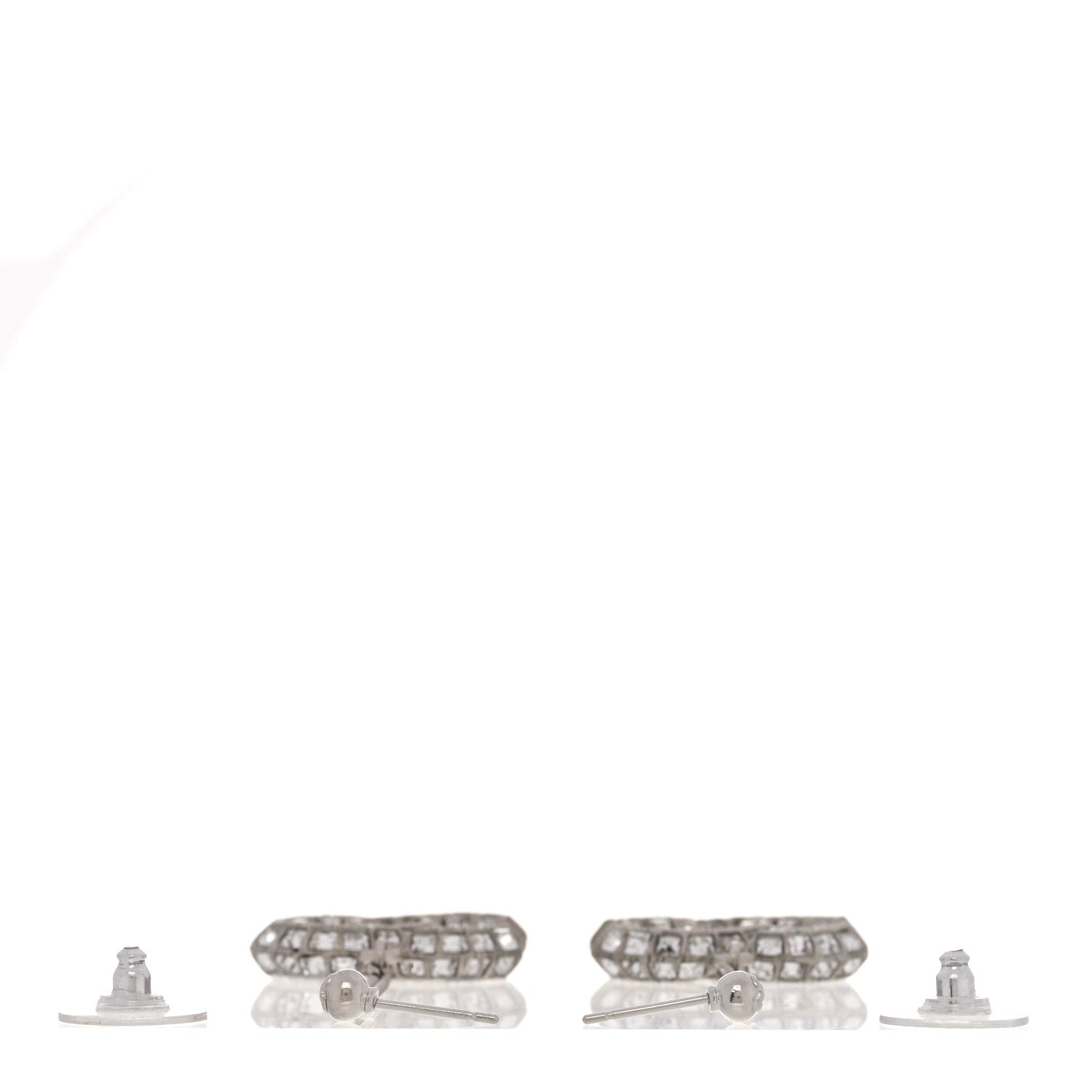 Baguette Crystal CC Drop Earrings Silver