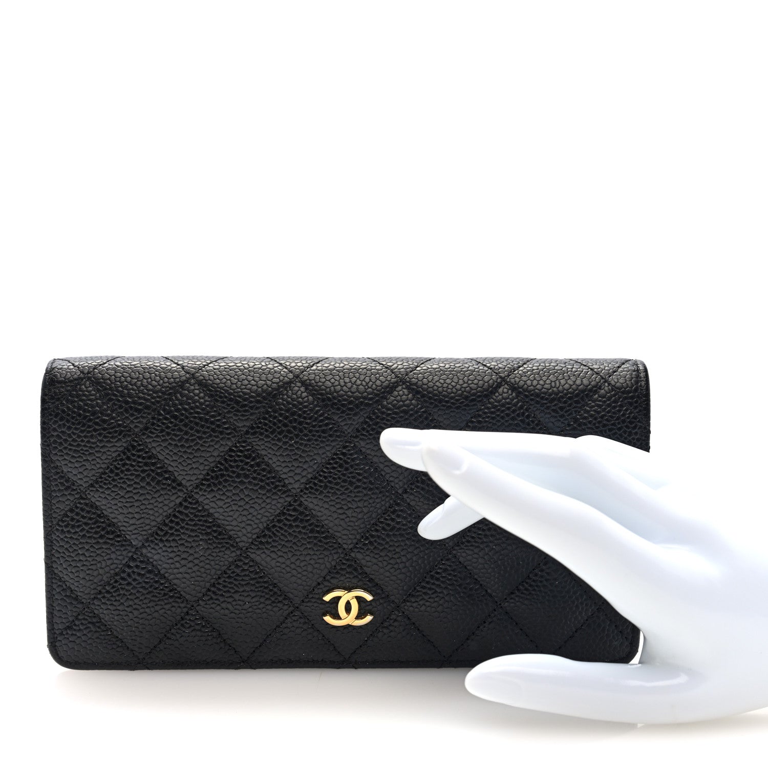 Chanel Caviar Quilted Yen Wallet Black