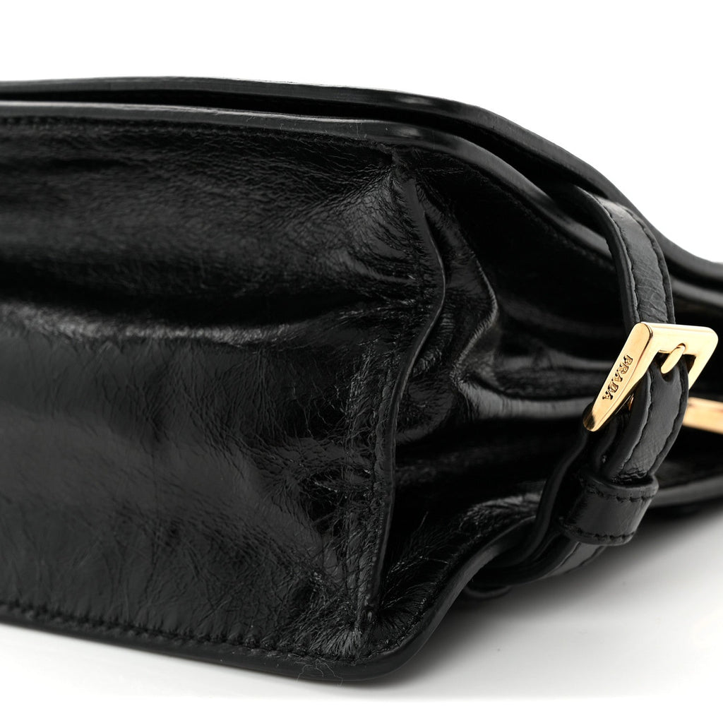 Prada Soft Lux Calfskin Triangle Mini Shoulder Bag Black