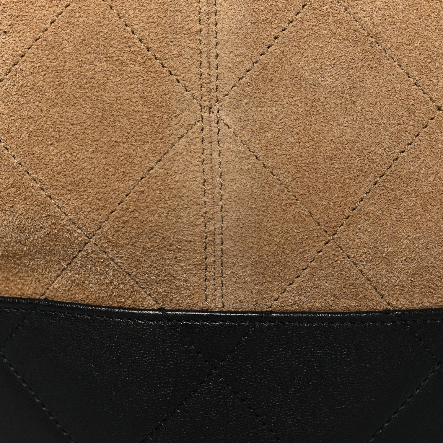 Chanel Suede Shiny Lambskin Quilted Large Shopping Bag Beige Black