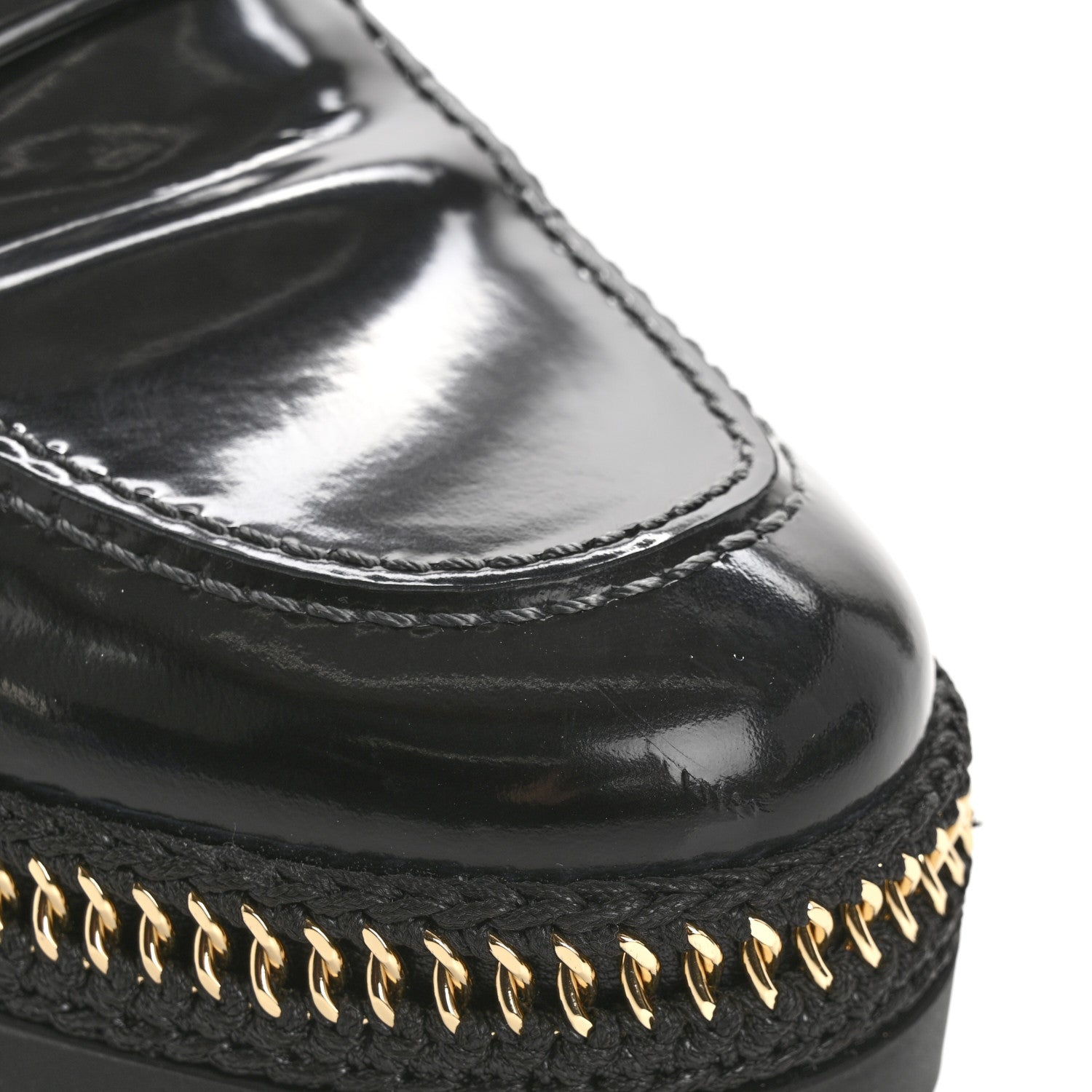 Chanel Shiny Calfskin Platform Loafers 37 Black