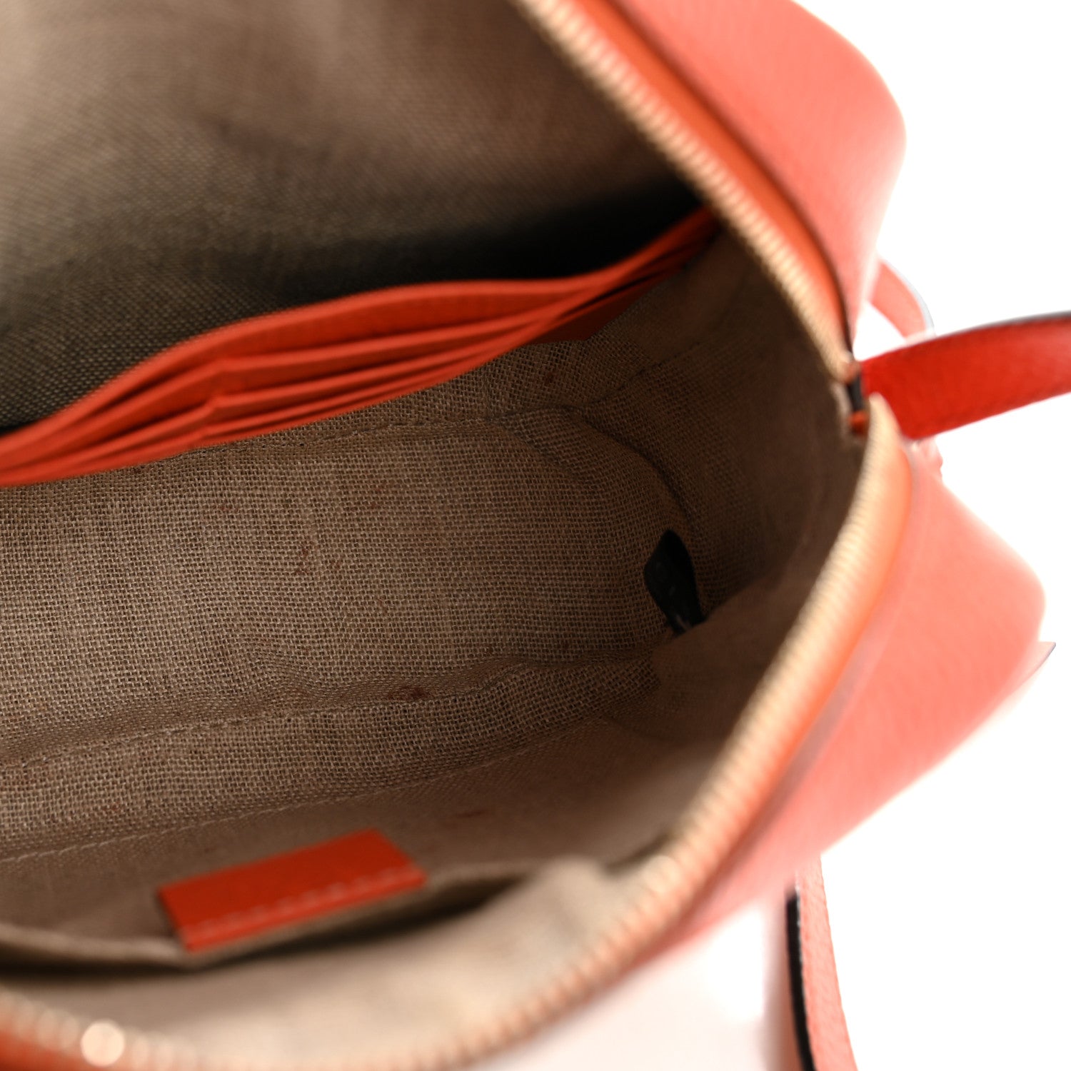 Gucci Monogram Dollar Calfskin Mini Bree Messenger Bag Beige Ebony Sun Orange