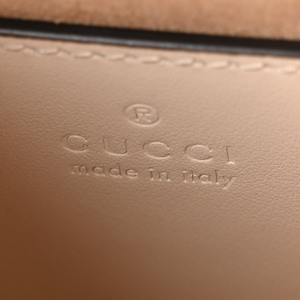 Gucci Calfskin Matelasse Mini GG Marmont Top Handle Shoulder Bag White