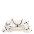 Gucci Nappa Vertical Matelasse Medium Maxi Horsebit Chain Shoulder Bag Mystic White