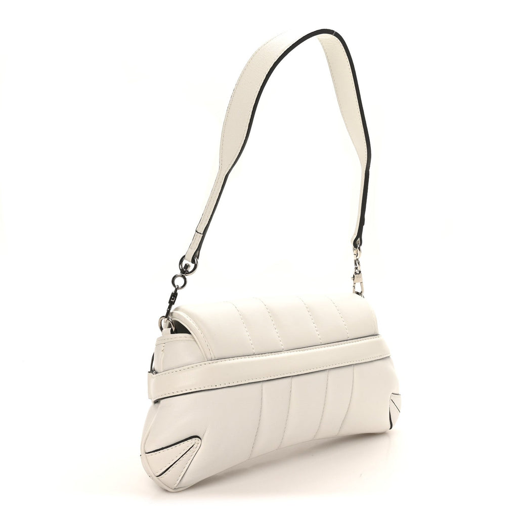 Gucci Nappa Vertical Matelasse Small Maxi Horsebit Chain Shoulder Bag Great White