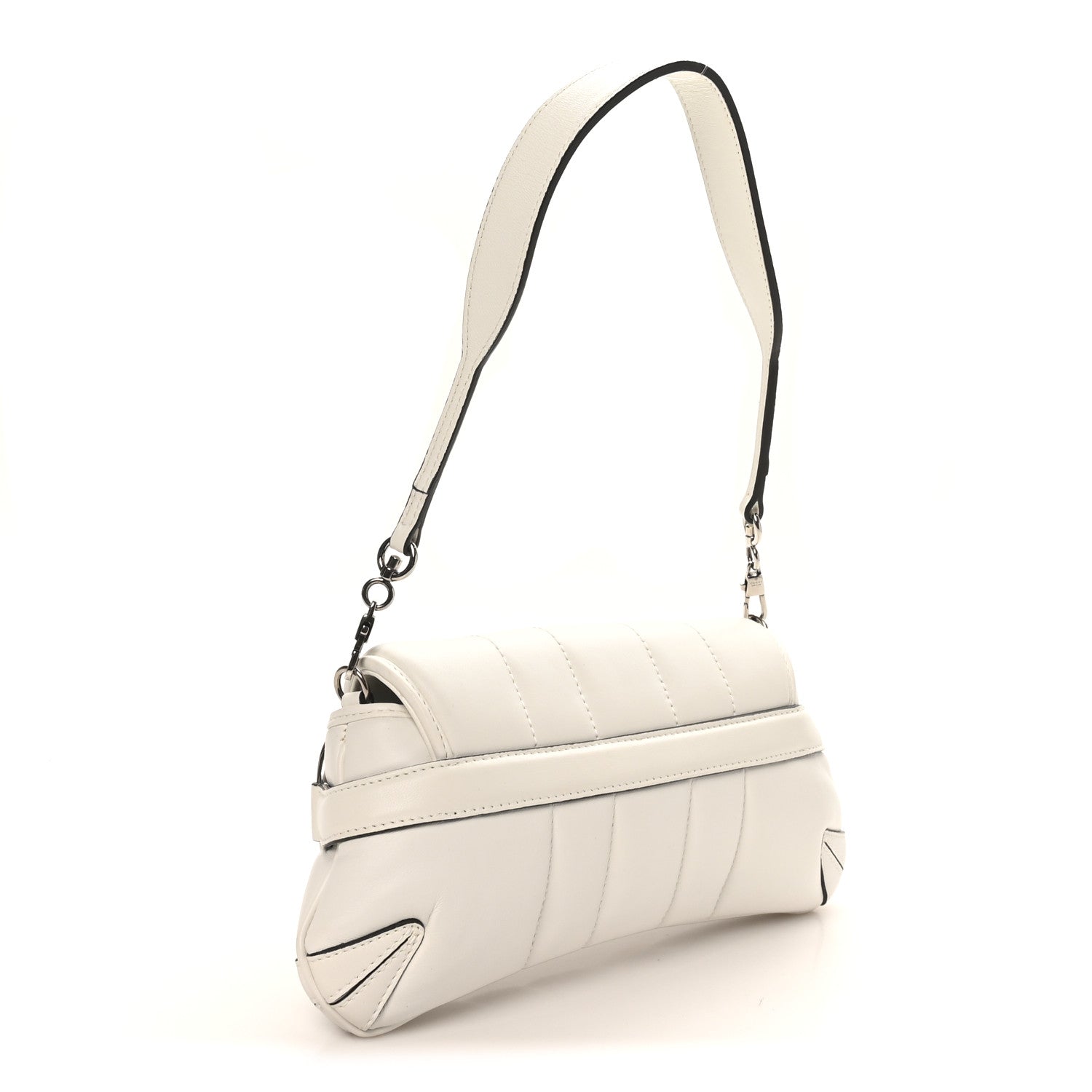 Gucci Nappa Vertical Matelasse Small Maxi Horsebit Chain Shoulder Bag Great White